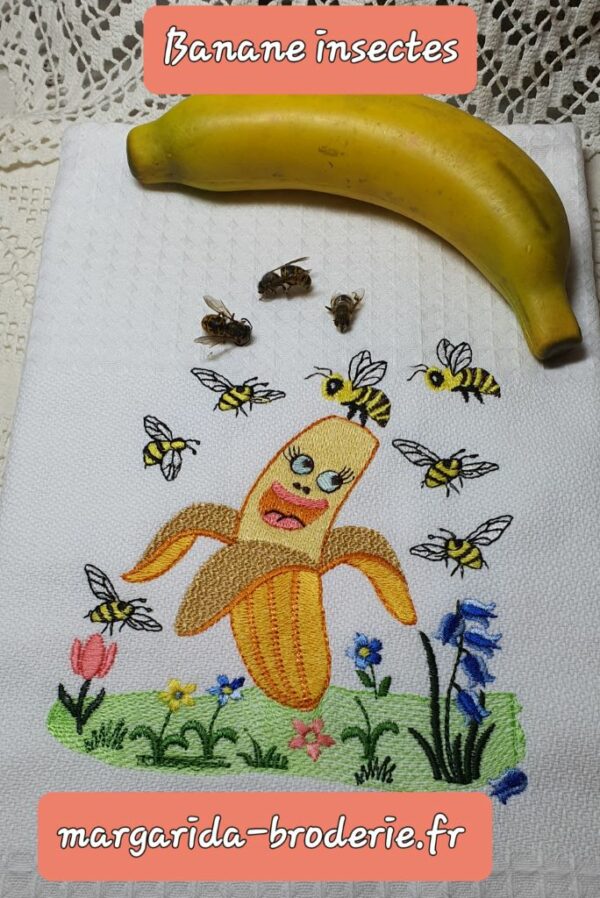 Margarida Broderie - Motifs machines à broder, broderie, FSL, ITH, Appliqués, Redwork, Motifs gratuits - Banane Insectes