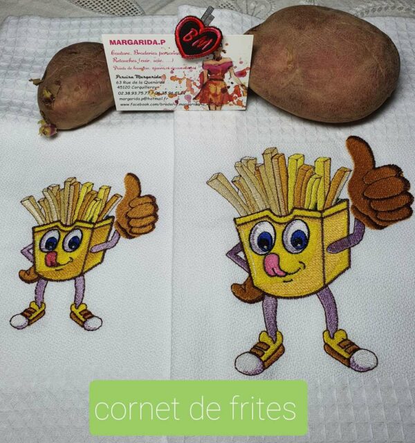Margarida Broderie - Motifs machines à broder, broderie, FSL, ITH, Appliqués, Redwork, Motifs gratuits - Cornet de frites