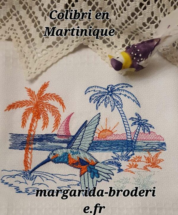 Margarida Broderie - Motifs machines à broder, broderie, FSL, ITH, Appliqués, Redwork, Motifs gratuits - Colibri en Martinique (avec vidéo)