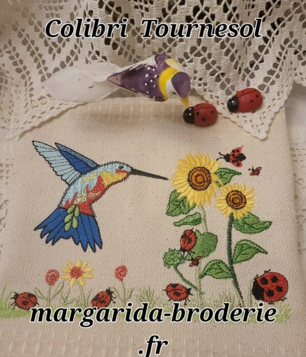 Margarida Broderie - Motifs machines à broder, broderie, FSL, ITH, Appliqués, Redwork, Motifs gratuits - Colibri Tournesol (avec vidéo)