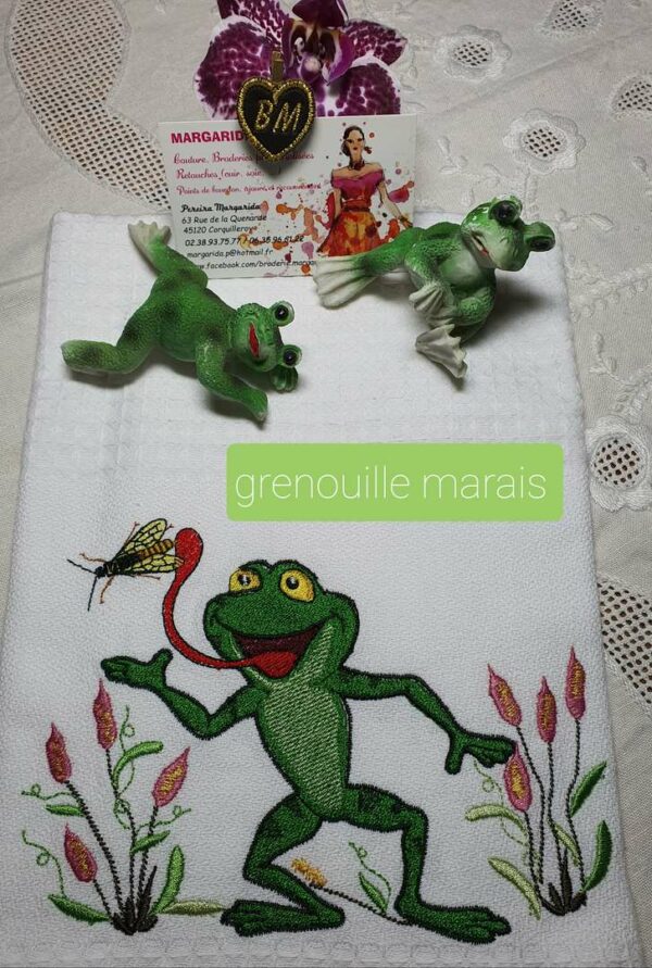 Margarida Broderie - Motifs machines à broder, broderie, FSL, ITH, Appliqués, Redwork, Motifs gratuits - Grenouille Marais