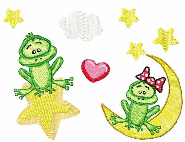 Margarida Broderie - Motifs machines à broder, broderie, FSL, ITH, Appliqués, Redwork, Motifs gratuits - Grenouilles Valentines