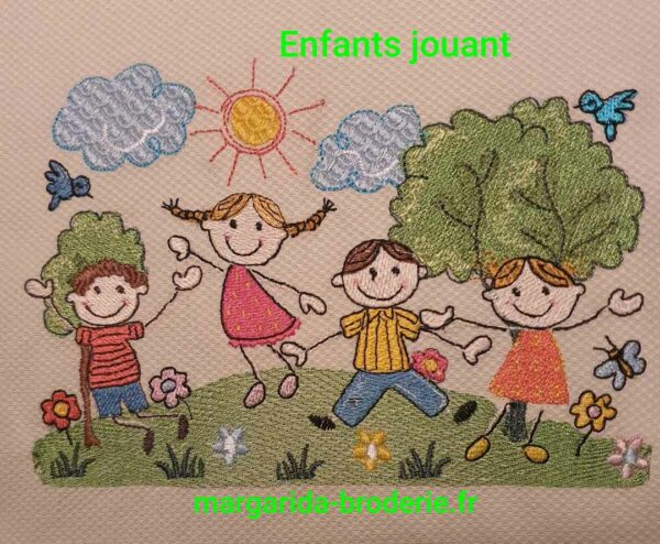 Margarida Broderie - Motifs machines à broder, broderie, FSL, ITH, Appliqués, Redwork, Motifs gratuits - Enfants jouant