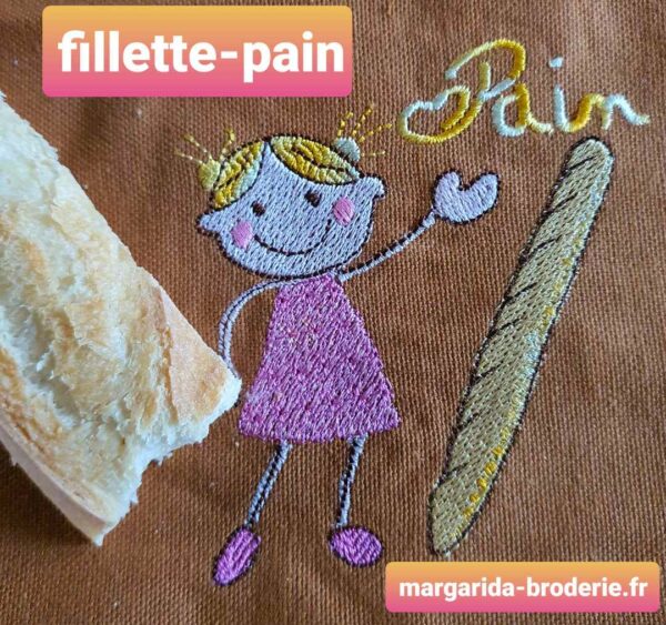 Margarida Broderie - Motifs machines à broder, broderie, FSL, ITH, Appliqués, Redwork, Motifs gratuits - Fillette pain