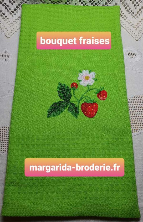 Margarida Broderie - Motifs machines à broder, broderie, FSL, ITH, Appliqués, Redwork, Motifs gratuits - Bouquet fraises