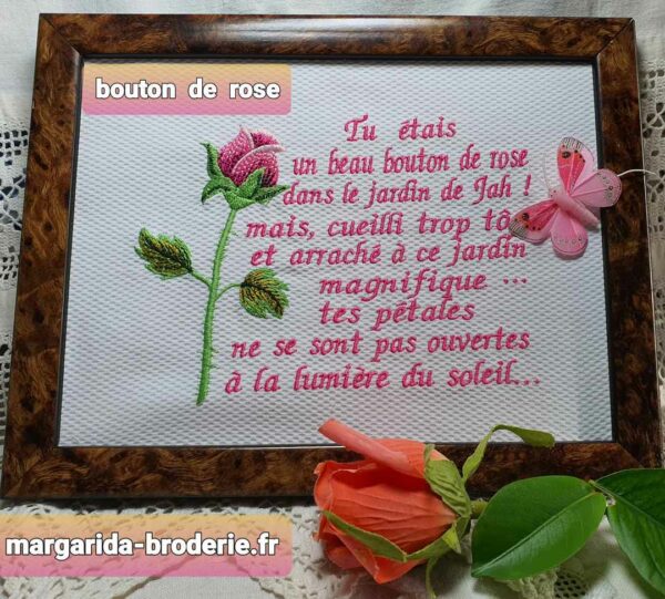 Margarida Broderie - Motifs machines à broder, broderie, FSL, ITH, Appliqués, Redwork, Motifs gratuits - Bouton de rose