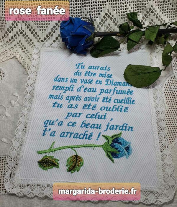 Margarida Broderie - Motifs machines à broder, broderie, FSL, ITH, Appliqués, Redwork, Motifs gratuits - Rose fanée