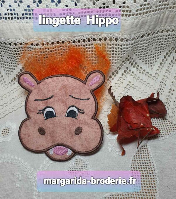 Margarida Broderie - Motifs machines à broder, broderie, FSL, ITH, Appliqués, Redwork, Motifs gratuits - Lingette Hippo (ITH)