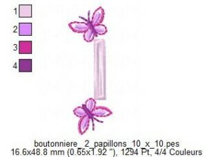 Margarida Broderie - Motifs machines à broder, broderie, FSL, ITH, Appliqués, Redwork, Motifs gratuits - Boutonnière Papillons