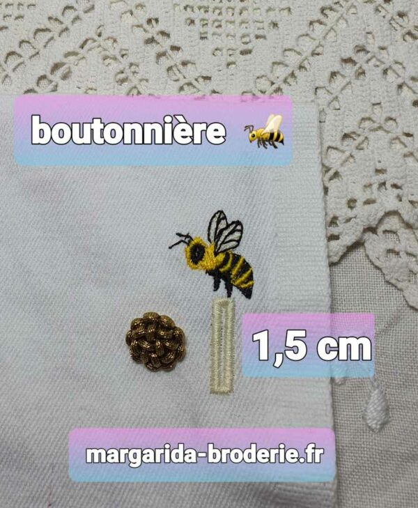 Margarida Broderie - Motifs machines à broder, broderie, FSL, ITH, Appliqués, Redwork, Motifs gratuits - Boutonnière Abeille