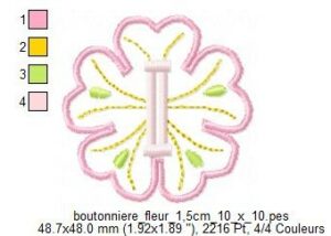 Margarida Broderie - Motifs machines à broder, broderie, FSL, ITH, Appliqués, Redwork, Motifs gratuits - Boutonnière fleur