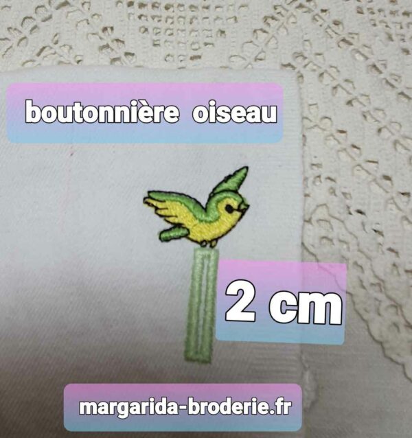 Margarida Broderie - Motifs machines à broder, broderie, FSL, ITH, Appliqués, Redwork, Motifs gratuits - Boutonnière Oiseau