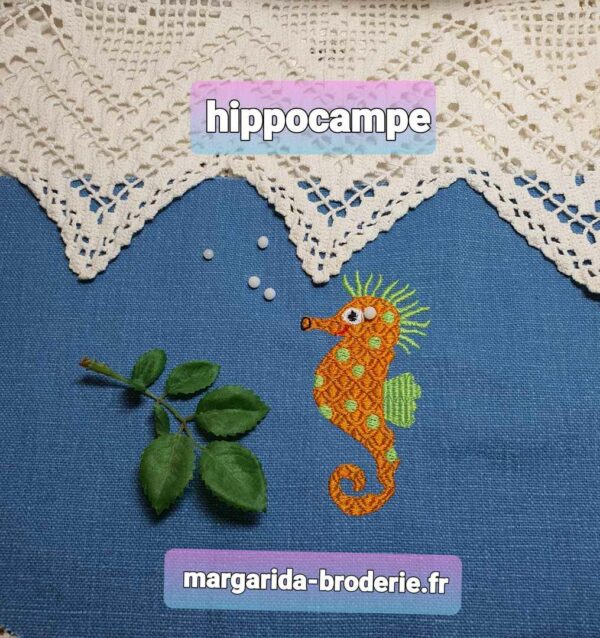 Margarida Broderie - Motifs machines à broder, broderie, FSL, ITH, Appliqués, Redwork, Motifs gratuits - Hippocampe