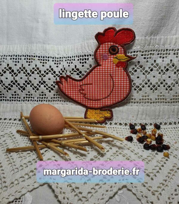 Margarida Broderie - Motifs machines à broder, broderie, FSL, ITH, Appliqués, Redwork, Motifs gratuits - Lingette Poule – ITH