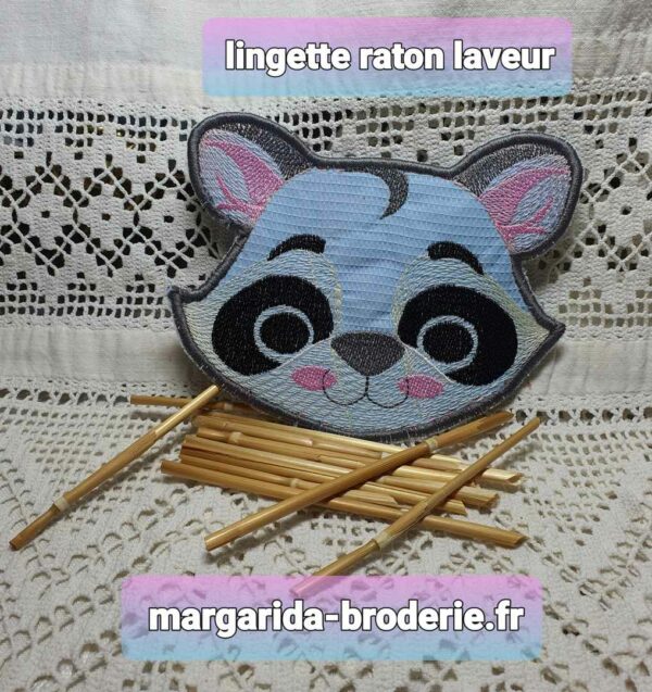 Margarida Broderie - Motifs machines à broder, broderie, FSL, ITH, Appliqués, Redwork, Motifs gratuits - Lingette Raton laveur (ITH) (avec vidéo)