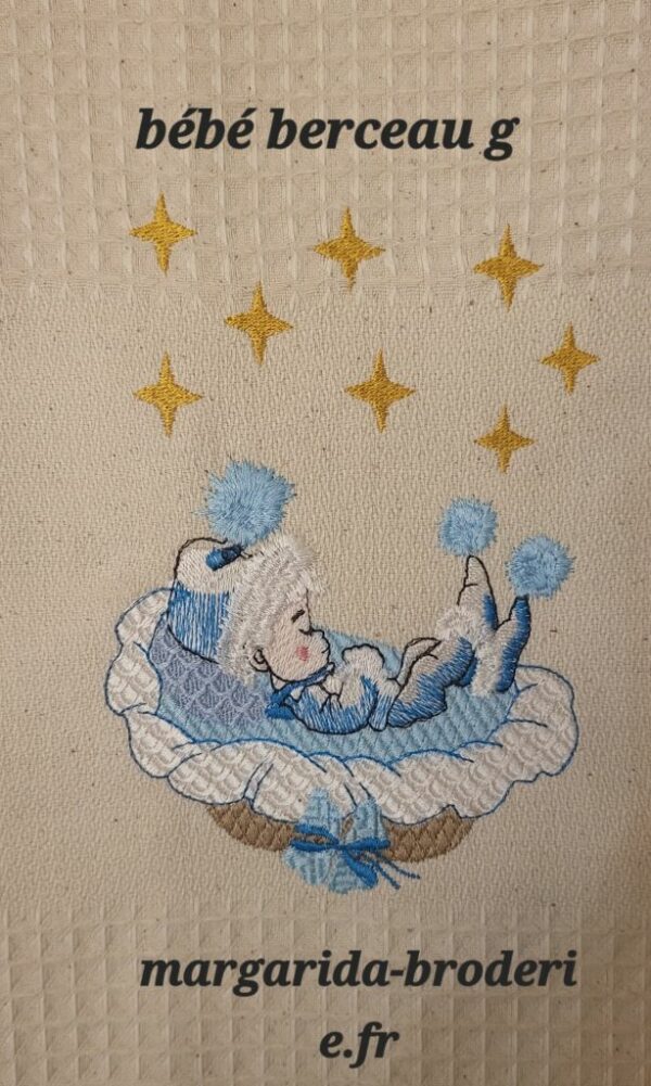 Margarida Broderie - Motifs machines à broder, broderie, FSL, ITH, Appliqués, Redwork, Motifs gratuits - Bébé Garçon berceau