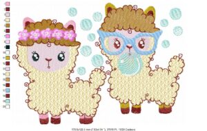 Margarida Broderie - Motifs machines à broder, broderie, FSL, ITH, Appliqués, Redwork, Motifs gratuits - Couple lamas