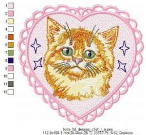 Margarida Broderie - Motifs machines à broder, broderie, FSL, ITH, Appliqués, Redwork, Motifs gratuits - Chat roux (Boite FSL) (avec Tuto)