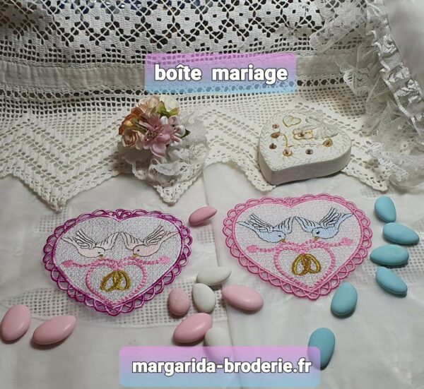 Margarida Broderie - Motifs machines à broder, broderie, FSL, ITH, Appliqués, Redwork, Motifs gratuits - Mariage (Boite FSL) (avec Tuto)