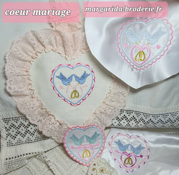 Margarida Broderie - Motifs machines à broder, broderie, FSL, ITH, Appliqués, Redwork, Motifs gratuits - Coeur Mariage (avec vidéo)