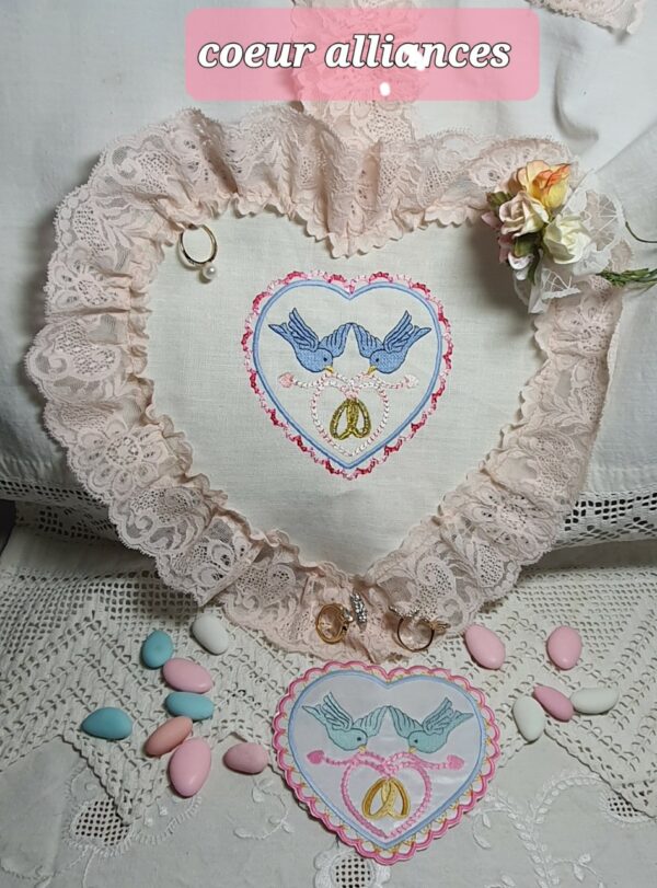 Margarida Broderie - Motifs machines à broder, broderie, FSL, ITH, Appliqués, Redwork, Motifs gratuits - Coeur Mariage (avec vidéo)