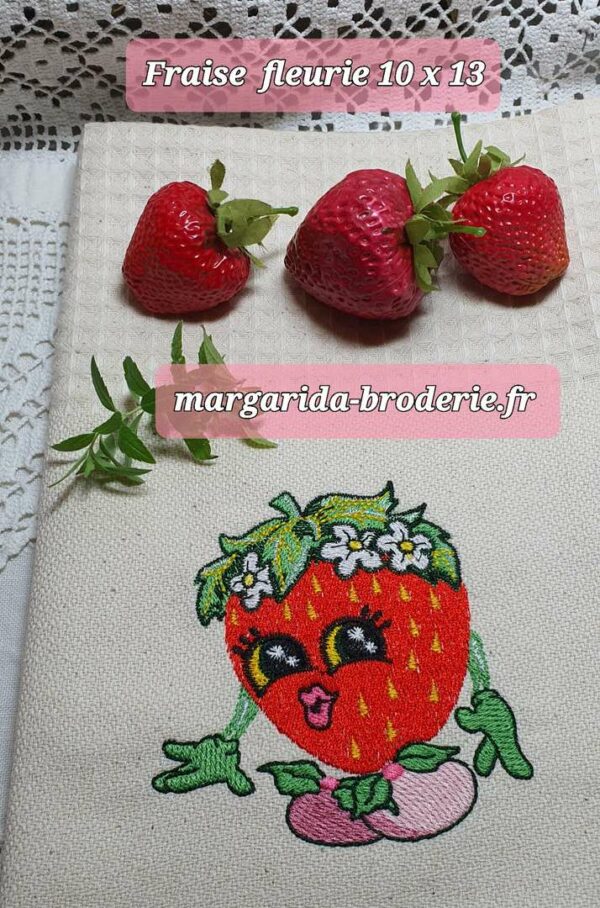 Margarida Broderie - Motifs machines à broder, broderie, FSL, ITH, Appliqués, Redwork, Motifs gratuits - Fraise fleurie