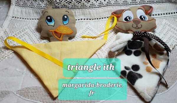 Margarida Broderie - Motifs machines à broder, broderie, FSL, ITH, Appliqués, Redwork, Motifs gratuits - Doudou Triangle (3 tailles) (ITH)