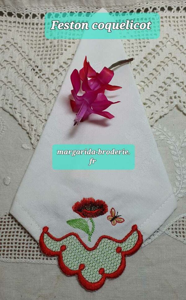 Margarida Broderie - Motifs machines à broder, broderie, FSL, ITH, Appliqués, Redwork, Motifs gratuits - Feston Coquelicot (3 tailles)