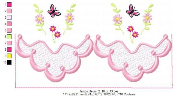Margarida Broderie - Motifs machines à broder, broderie, FSL, ITH, Appliqués, Redwork, Motifs gratuits - Feston Fleurs (3 tailles)
