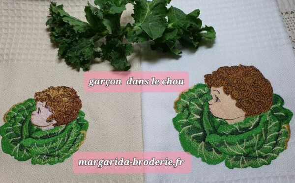 Margarida Broderie - Motifs machines à broder, broderie, FSL, ITH, Appliqués, Redwork, Motifs gratuits - Garçon dans le Chou