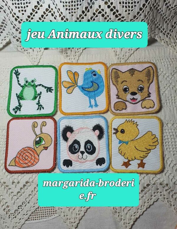 Margarida Broderie - Motifs machines à broder, broderie, FSL, ITH, Appliqués, Redwork, Motifs gratuits - Jeu Memory – Animaux divers (ITH) (avec Tuto)