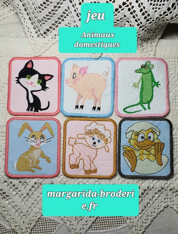 Margarida Broderie - Motifs machines à broder, broderie, FSL, ITH, Appliqués, Redwork, Motifs gratuits - Jeu Memory – Animaux domestiques (ITH) (avec Tuto)