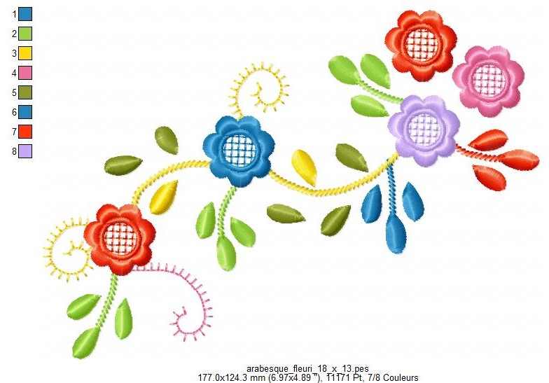 Margarida Broderie - Motifs machines à broder, broderie, FSL, ITH, Appliqués, Redwork, Motifs gratuits - Arabesque Coeur fleuri