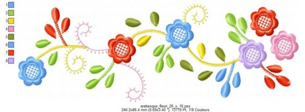 Margarida Broderie - Motifs machines à broder, broderie, FSL, ITH, Appliqués, Redwork, Motifs gratuits - Arabesque fleuri