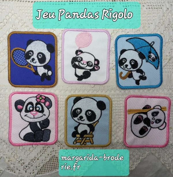 Margarida Broderie - Motifs machines à broder, broderie, FSL, ITH, Appliqués, Redwork, Motifs gratuits - Jeu Memory – Pandas rigolos (ITH) (avec Tuto)