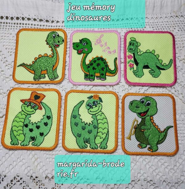 Margarida Broderie - Motifs machines à broder, broderie, FSL, ITH, Appliqués, Redwork, Motifs gratuits - Jeu Memory – Dinos (ITH) (avec Tuto)