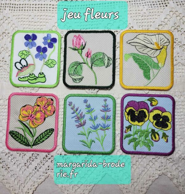 Margarida Broderie - Motifs machines à broder, broderie, FSL, ITH, Appliqués, Redwork, Motifs gratuits - Jeu Memory – Fleurs (ITH) (avec Tuto)