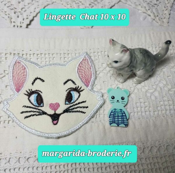 Margarida Broderie - Motifs machines à broder, broderie, FSL, ITH, Appliqués, Redwork, Motifs gratuits - Lingette Chat (ITH)