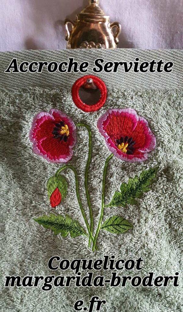 Margarida Broderie - Motifs machines à broder, broderie, FSL, ITH, Appliqués, Redwork, Motifs gratuits - Accroche – Coquelicots rouges (avec Tuto et Vidéo)