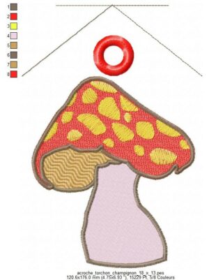 Margarida Broderie - Motifs machines à broder, broderie, FSL, ITH, Appliqués, Redwork, Motifs gratuits - Accroche torchon Champignon (avec Tuto)