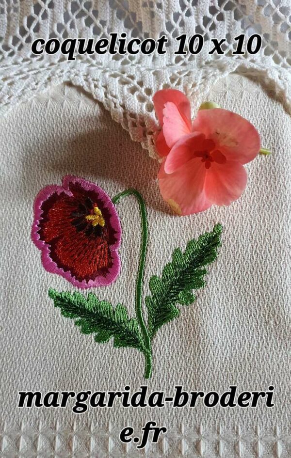 Margarida Broderie - Motifs machines à broder, broderie, FSL, ITH, Appliqués, Redwork, Motifs gratuits - Coquelicot rouge (avec Vidéo)