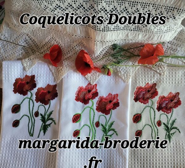Margarida Broderie - Motifs machines à broder, broderie, FSL, ITH, Appliqués, Redwork, Motifs gratuits - Coquelicots doubles
