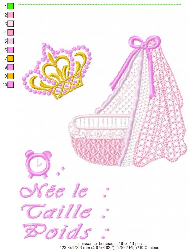 Margarida Broderie - Motifs machines à broder, broderie, FSL, ITH, Appliqués, Redwork, Motifs gratuits - Naissance Berceau garçon (avec Vidéo)