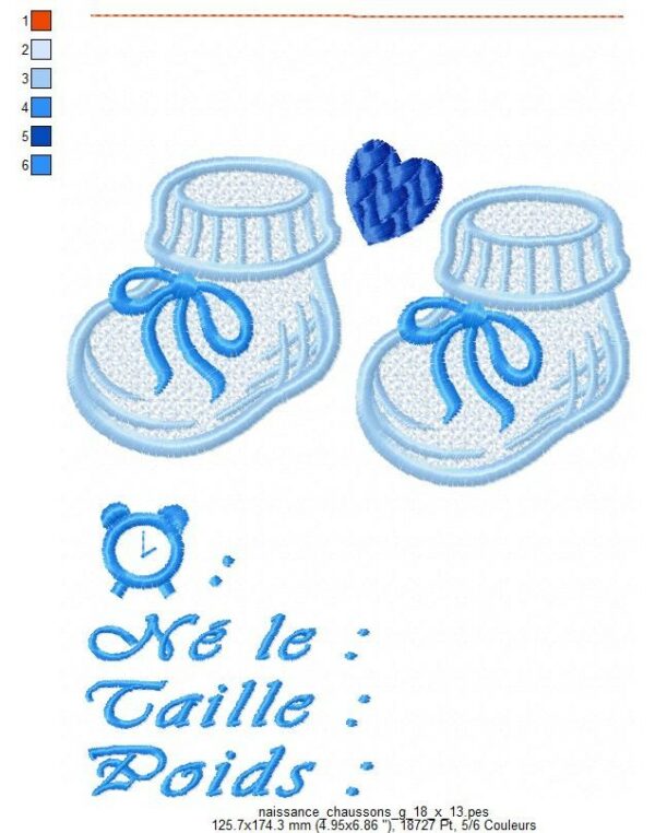 Margarida Broderie - Motifs machines à broder, broderie, FSL, ITH, Appliqués, Redwork, Motifs gratuits - Naissance Chaussons garçon (avec Vidéo)