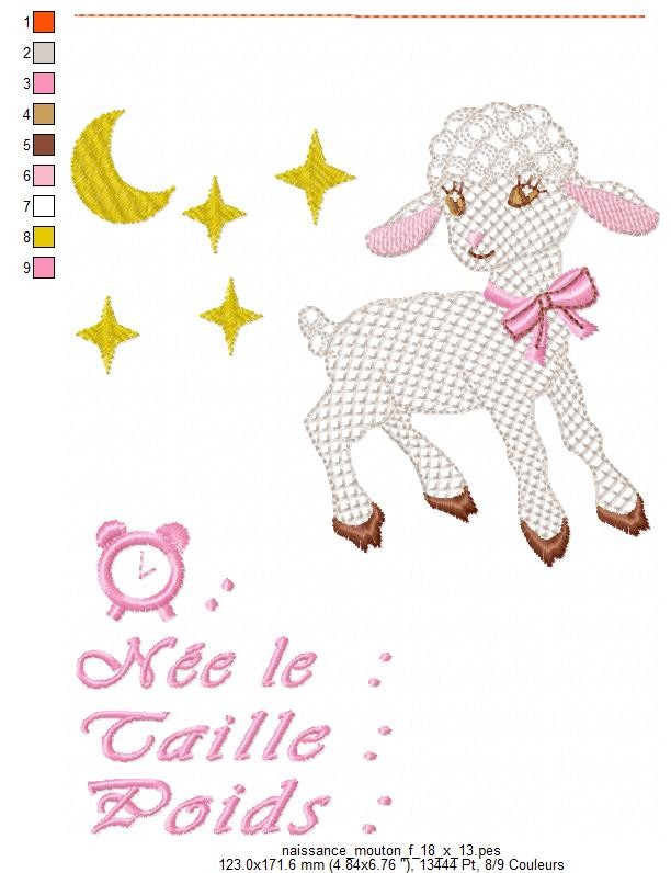 Margarida Broderie - Motifs machines à broder, broderie, FSL, ITH, Appliqués, Redwork, Motifs gratuits - Naissance Mouton garçon (avec Vidéo)
