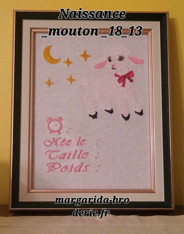 Margarida Broderie - Motifs machines à broder, broderie, FSL, ITH, Appliqués, Redwork, Motifs gratuits - Naissance Mouton fille (avec Vidéo)