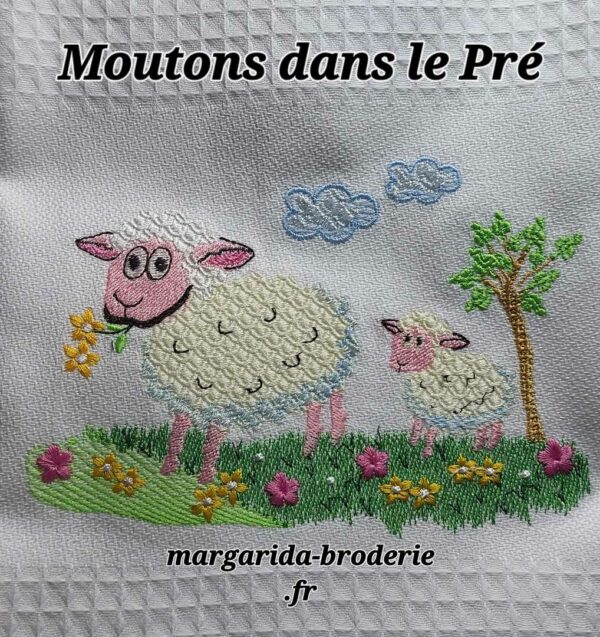 Margarida Broderie - Motifs machines à broder, broderie, FSL, ITH, Appliqués, Redwork, Motifs gratuits - Moutons dans le pré