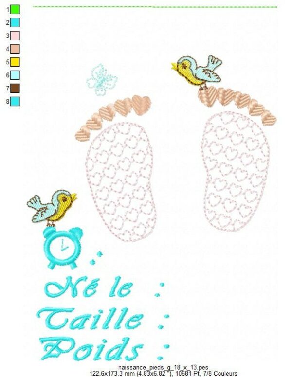 Margarida Broderie - Motifs machines à broder, broderie, FSL, ITH, Appliqués, Redwork, Motifs gratuits - Naissance pieds garçon