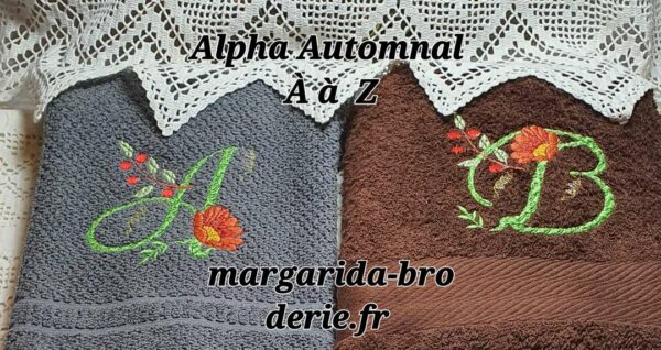 Margarida Broderie - Motifs machines à broder, broderie, FSL, ITH, Appliqués, Redwork, Motifs gratuits - Alphabet Automnal