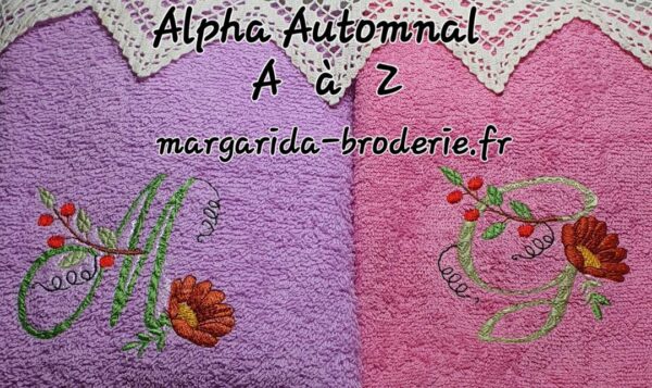 Margarida Broderie - Motifs machines à broder, broderie, FSL, ITH, Appliqués, Redwork, Motifs gratuits - Alphabet Automnal